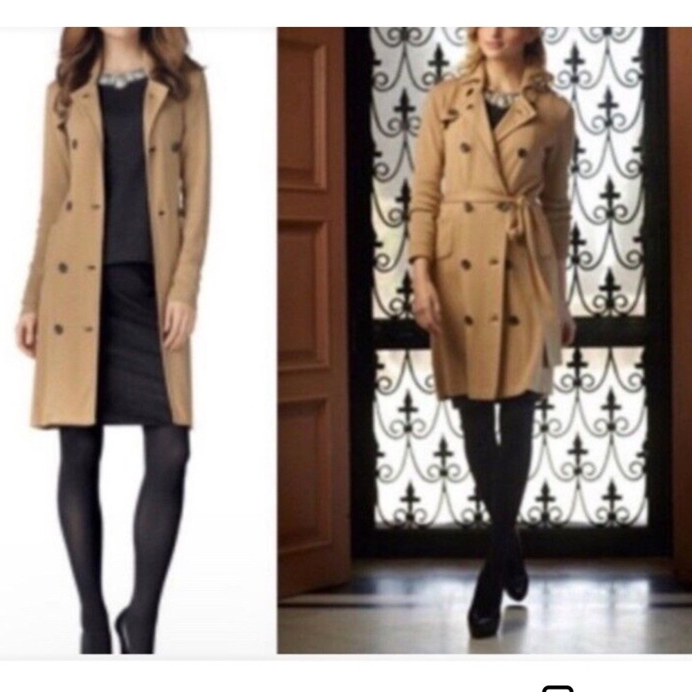 Cabi Womens Belted Double‎ Breasted Trench Coat Size M Old Money Heritage Camel